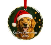 Décorations de Noël en cristal personnalisées avec photo - Ornements de chien personnalisés 2025 - Décoration d'arbre de Noël avec image et texte - Cadeaux personnalisés pour famille, bébé, couple