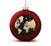 Décorations de Noël en forme de carte du monde - 6,1 cm - incassables - boules de Noël à suspendre - rouge