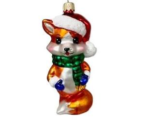 Décorations de Noël en verre soufflé à la bouche, peintes à la main en Europe Renard avec chapeau rouge