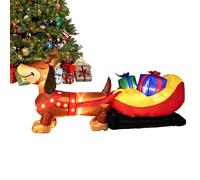 Décorations de Noël gonflables Traîneau à Chiens d'extérieur de 2,4 m, | Décorations de Noël avec Lumières LED Intégrées pour piscine, plage, extérieur, fête,