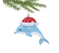 Décorations de Noël pour Sapin Dauphin décoratif avec Bonnet du Père Noël | Ornement des fêtes de fin d'année Pour réunions de fêtes, soirées, couronne, poignée de porte, fenêtre, branche