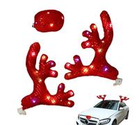 Décorations de Noël pour voiture | Mignon imperméable | Kit de bois de renne et nez pour décoration de voiture - Pour fêtes, Nouvel An, famille, amis, célébration, réunion, camion
