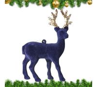Décorations De Noël Renne Flocké Figurine Décorative Cerf | Statue de Renne de Noël pour Cheminée Arbre Bureau Étagère Table Cuisine Centre de Table Décoration Festive