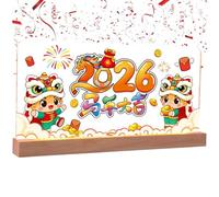 Décorations de Nouvel An 2026 mignonnes alimentées par USB - Panneau de table avec lumières pour la maison, le salon, le bureau, l'école, l'appartement, le dortoir, le festival du printemps, les fêtes