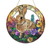 Décorations de Pâques pour arbres, décorations de pendentif lapin - Ornements en acrylique 2D - Pendentif décoratif avec chaîne Décoration de Pâques pour portes, fenêtres, jardins et