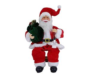 Décorations de Père Noël assis - Hopowa Père Noël assis, Décorations de Noël en peluche de 13,8 pouces | Vitrine de Noël Figures de Noël table cheminée décorations tess