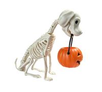 Décorations de Porche de fête d ' Halloween | Chien squelette avec bol à bonbons à la citrouille pour le extérieur, les décorations d ' entrée et les