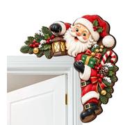Décorations de porte pour cadre Sticker Panneau Lumineux Père Noël Mignon | Décor d'angle de cadre de porte Pour pendaison de crémaillère mur fête bureaux pièce classe MZ1347 côté droit