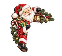 Décorations de porte pour cadre Sticker Panneau Lumineux Père Noël Mignon | Décor d'angle de cadre de porte Pour pendaison de crémaillère mur fête bureaux pièce classe MZ1347 côté gauche