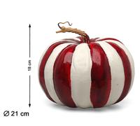 Décorations de table, citrouille décorative rayée rouge et blanc de 21 cm pour Halloween et décoration d'automne moderne