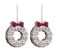 Décorations de vacances de gâteau d ' ours en ABS robustes, 2 pièces ornements suspendus incassables pour sucette suspendue intérieure et extérieure avec corde dorée pour les vacances