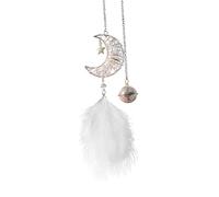 Décorations de voiture pour rétroviseur intérieur | Ornement fait à la main de capteur de rêves de lune de plume de nature | Pendentif de voiture bohème traditionnel pour chambre de maison de