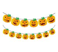 Décorations d'Halloween Bannières en papier citrouille, fanion triangulaire | Guirlande de fanions en papier citrouille pour décoration d'Halloween pour cheminée, fenêtre, mur, porte