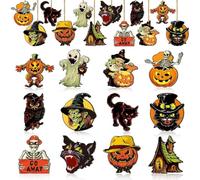 Décorations d'Halloween pour arbre, décorations d'Halloween en bois | Décorations d'Halloween - Artisanat en bois - Kit d'ornements en corde pour intérieur, porte d'entrée, Wan