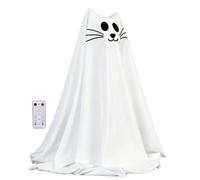 Décorations fantômes d'Halloween - Affichage LED en forme de chat fantôme, design effrayant avec télécommande, décoration lumineuse pour table basse, bureau, étagère, cheminée, porche