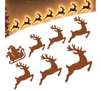 Décorations murales de Rennes LED, décorations Lumineuses de Noël | Renne lumineux en bois véritable fait à la main, LED, stickers décoratifs 3D lumineux pour mur, pour salon, chambre(B)