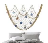 Décorations murales réalistes esthétiques de style plage pour pêche | Filet de pêche décoratif pour maison, chambre, salle de bain, salon, cuisine, patio, véranda, terrasse, balcon