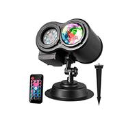 Décorations Noël Lampe, LED Projecteur lumière Intérieure/Extérieure étanche+ Lampe de Scène + 12 Plaquettes Remplaçables + Télécommande, 4 Vitesses de Marches par Teckccol