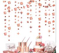 Décorations or rose pour 15e anniversaire - Guirlande d'étoiles scintillantes en forme de chiffre 15 - Guirlande de fanions métalliques à suspendre pour filles et garçons - 15e anniversaire de mariage