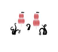 Décorations pour gâteau - PARTYDECO - Lot 5 - 13,5-21,5 cm - Thème pirate - Noir/rouge/blanc