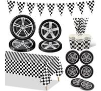 Décorations Pour La Fête D'anniversaire De La Voiture De Course Avec Assiettes En Papier Serviettes En Pneu Nappe Gobelets En Papier Pour La Fête D'anniversaire Des Enfants Sur Le Thème De La Course