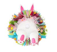Décorations pour la Maison Couronne de Porte d'entrée en Peluche Lapin 40 cm avec Oreilles, Guirlande Voleur Couronnes décoratives pour(Pink)