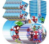 Décorations Spidey pour Fête d'Anniversaire, Cadeaux Spidey et ses Incroyables amis, Gobelets, Assiettes, Sacs Cadeaux, Autocollants, Bannière, Fournitures de Fond Tablecloth