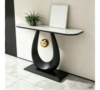 Decorative Entryway Table Thick Stone Tabletop Narrow Sofa Table For Porch | 31.5" 39.4" 47.2" 59" Length Modern End Tables Stable Base Coffee Table For Office Hallway Tables(Black-1,59")