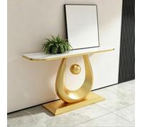 Decorative Entryway Table Thick Stone Tabletop Narrow Sofa Table For Porch | 31.5" 39.4" 47.2" 59" Length Modern End Tables Stable Base Coffee Table For Office Hallway Tables(Gold-1,59")