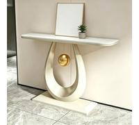 Decorative Entryway Table Thick Stone Tabletop Narrow Sofa Table For Porch | 31.5" 39.4" 47.2" 59" Length Modern End Tables Stable Base Coffee Table For Office Hallway Tables(White-1,39.4")