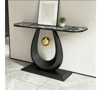 Decorative Entryway Table Thick Stone Tabletop Narrow Sofa Table For Porch | 31.5" 39.4" 47.2" 59" Length Modern End Tables Stable Base Coffee Table For Office Hallway Tables(Black-3,47.2")