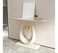 Decorative Entryway Table Thick Stone Tabletop Narrow Sofa Table For Porch | 31.5" 39.4" 47.2" 59" Length Modern End Tables Stable Base Coffee Table For Office Hallway Tables(White-2,39.4")