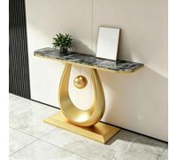 Decorative Entryway Table Thick Stone Tabletop Narrow Sofa Table For Porch | 31.5" 39.4" 47.2" 59" Length Modern End Tables Stable Base Coffee Table For Office Hallway Tables(Gold-3,31.5")