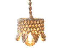 Decorative Lamp Shades | Boho Lampshade | Hand Woven Boho Macrame Pendant For Home Living Room Bedroom Nurseries Cafes Courtyard Indoor Bookcase