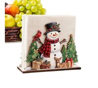 Decorative Napkin Holder, Wood Snowman with Deer, Tree Tissue | Dinner Napkin Holder for Home Bathroom, Kitchen Countertop, Guest Dining Table, Party Restaurant, Holiday Decorative
