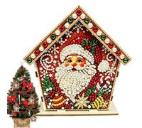 Decorative Pearl Kit, Christmas Wooden House, Ornament Set Gem Crafting Kit | Dot Paint, Holiday Decor with Festive Style, Creative Gift for Home Bedroom