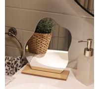 Decorative Table Mirrors, Ins Irregular Star Shape Acrylic Mirror With Wooden Base For Makeup And Home Decoration