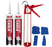Decorators Kit de calfeutrage blanc - Ensemble avec pistolet à mastic, outil de lissage en silicone, mastic adhésif en silicone acrylique blanc Soudal, Produits d'étanchéité, Kit Scellement
