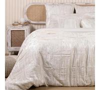 DecorAvenue Housse de couette Ultra-Luxe en velours écrasé, parure de lit Boho UO Couvre-lit pour la literie Donna, ensemble de 3 pièces, ensemble de literie en velours (Blanc cassé, taille sur mesure