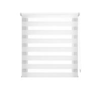 Decorblind Tablier de fenêtre Double épaisseur en Tissu 67 x 215 cm sans perçage Nuit et Jour Blanc Dimensions 70 x 220 cm (l x L) Tissu 67 x 215 cm