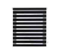 Decorblind Tablier de fenêtre Double épaisseur en Tissu sans perçage Nuit et Jour Couleur Noir Dimensions 77 x 180 cm (l x L) Tissu 74 x 175 cm
