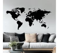 Decords : Autocollant mural – Carte du monde noire moderne, 239 x 132 cm