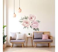 Decords, sticker mural – une rose trémière luxuriante, effet aquarelle, dimensions : 239 x 175 cm