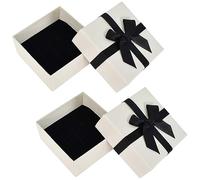 DecorDwell 2PCS Boîte Cadeau,Coffrets Cadeaux Bague,Boite Cadeau Vide Carrée Pastel Pour Les Mariages, Anniversaires, Remises De Diplômes, Nouvel An 7.5x7.5x3.5cm,Blanc