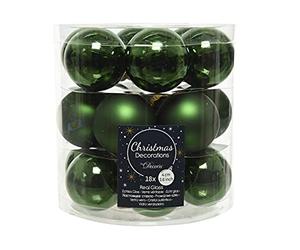 Decoris Lot de 18 boules de Noël, en verre, 4 cm chacune, petites, vert pin