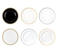 Decorline - 4 x Assiettes de Présentation Assiettes décoratives en plastique Dur Réutilisables décoration de table pour Événements et Fêtes, anniversaires, Nouvel An, Noël - Blanc/Or - Ø33cm