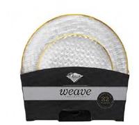 Decorline - Weave Combo Collection Lot d’Assiettes Perle/Or - 36 pièces (26 & 19 cm) en plastique PET résistant, réutilisable, décoration de table élégante pour mariage, fête & événements