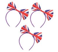 DECORNIJIA 3pcs Décorations pour Cheveux en Satin Grand Nœud Drapeau Britannique, Confortables et Résistantes, Fêtes Nouvel An et Mardi Gras