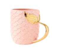DECORNIJIA Mug Sirène en Céramique Rose Tasse à Café avec Poignée Queue de Sirène Présent Anniversaire Femme Original pour Boissons Chaudes et Froides pour Mariage