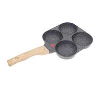 DECORNIJIA Poêle à Omelette Outil de Cuisson Antiadhésive en Aluminium et Bois 4 Trous pour Œufs et Crêpes la Maison Cuisine